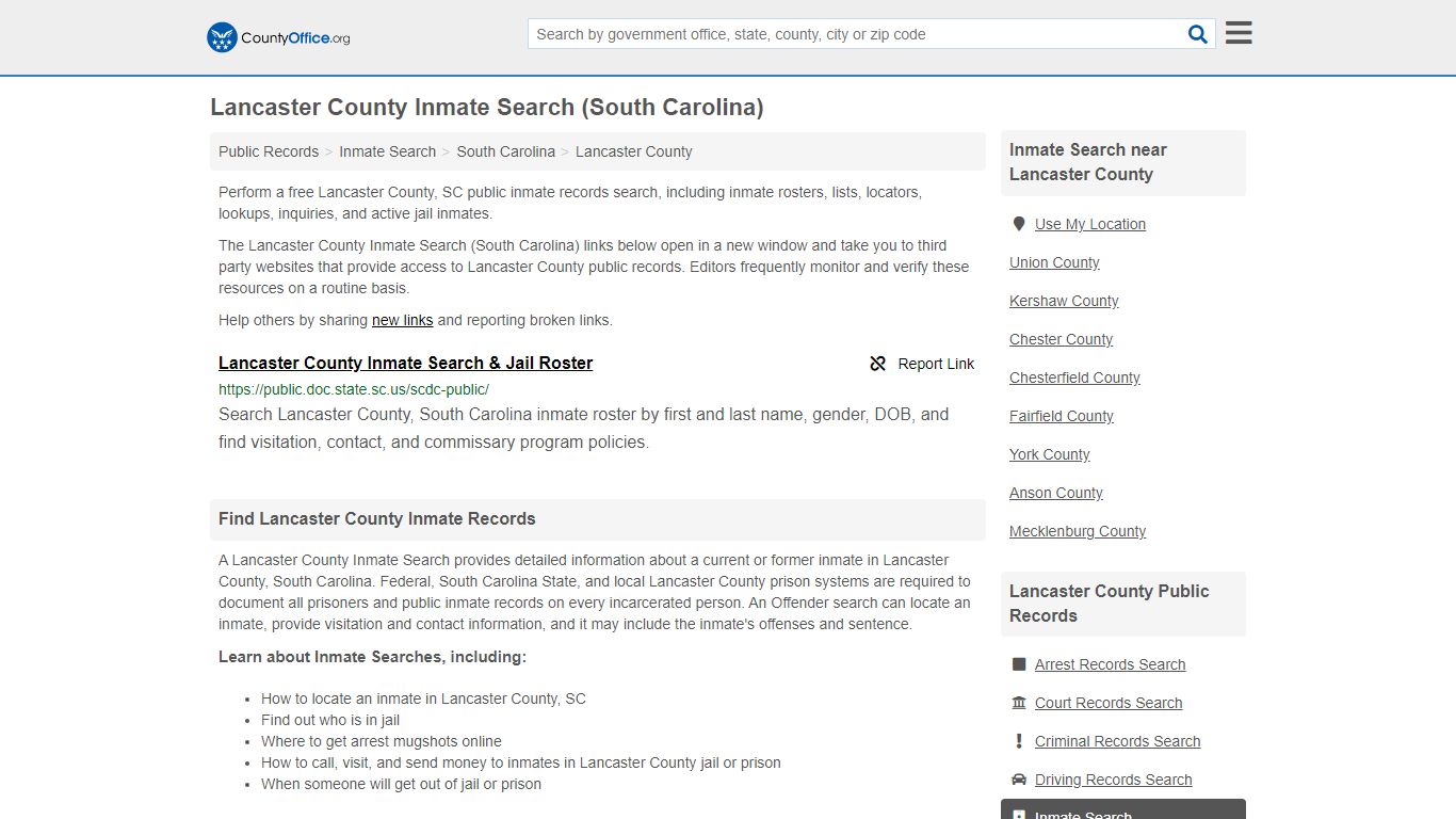 Inmate Search - Lancaster County, SC (Inmate Rosters ...