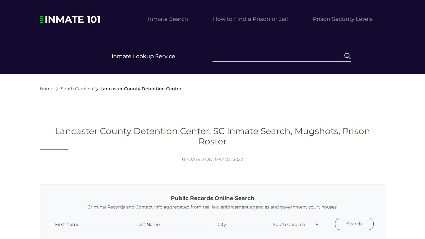 Lancaster County Detention Center, SC Inmate Search ...